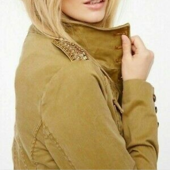 Free People Tan Military Style Jacket - Picture 2 of 9